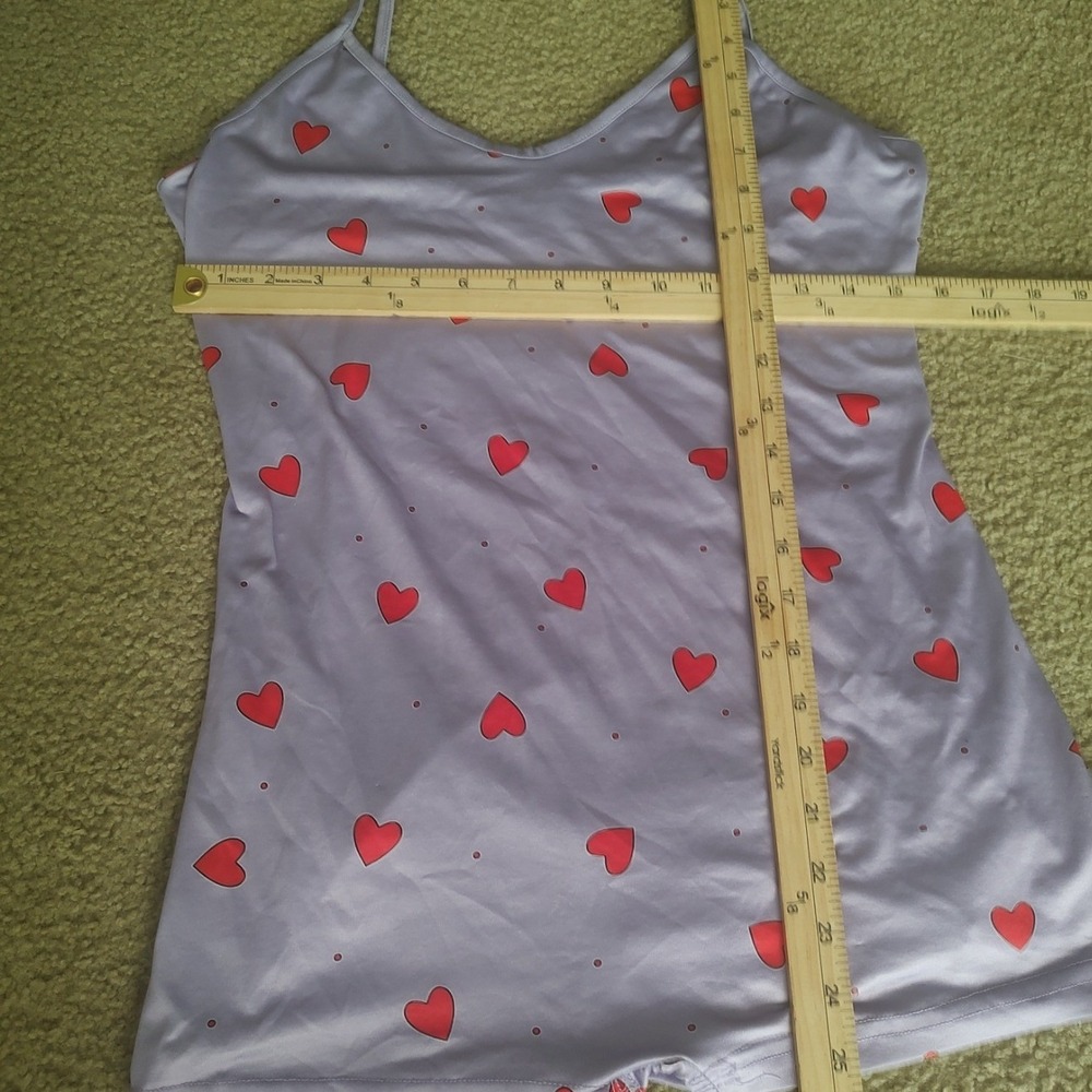 Unbranded Heart Print Romper Womens Small Purple Excellent Satin V-Neck Camisole